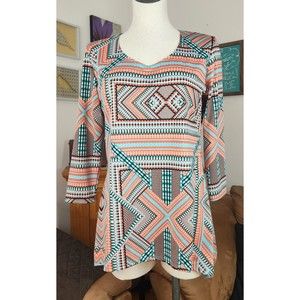 Bleeker McDougal Multicolor Geometric Tunic Top M
